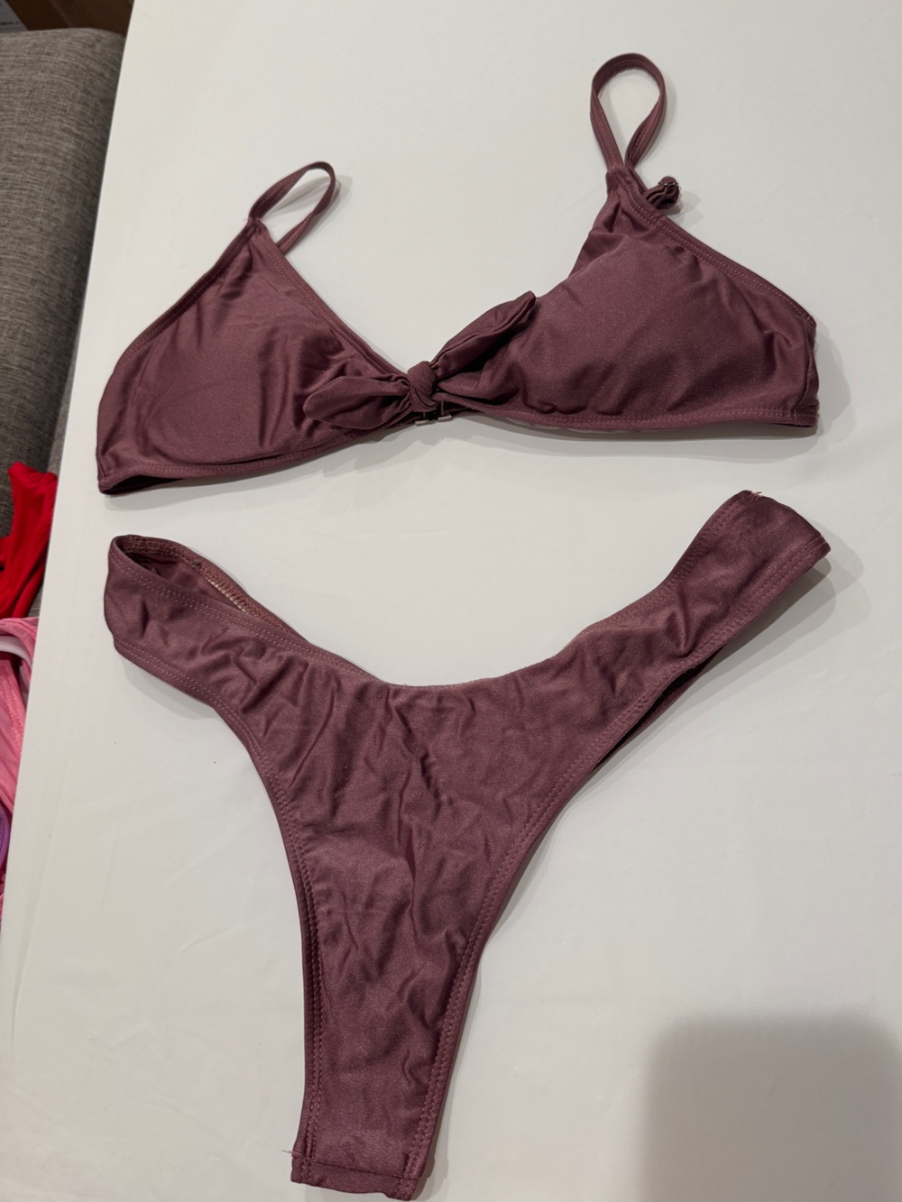 Zaful Mauve Two-Piece Knot Front Bikini Set